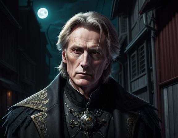 Elder Vampire Portrait in Dark Throne Room