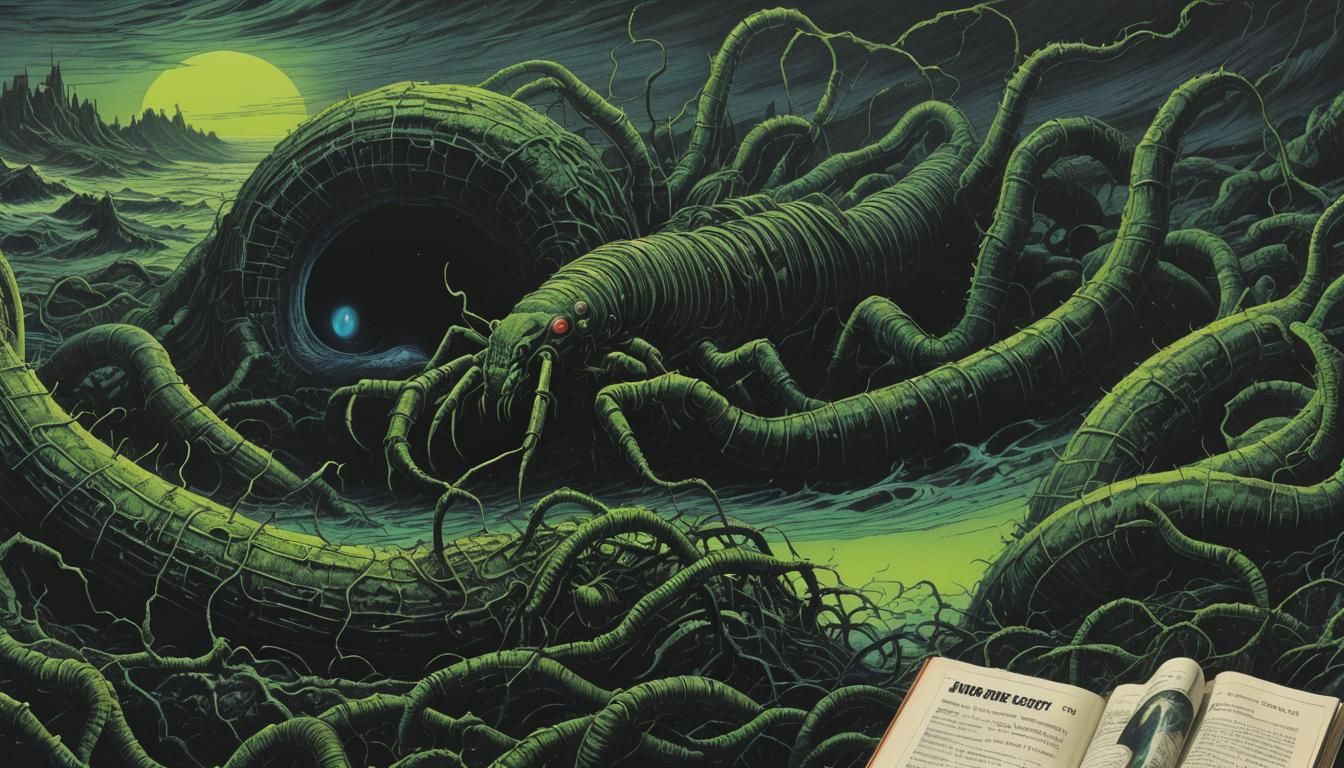 Beksiński-Inspired Bio-Futurism with Neon Accents