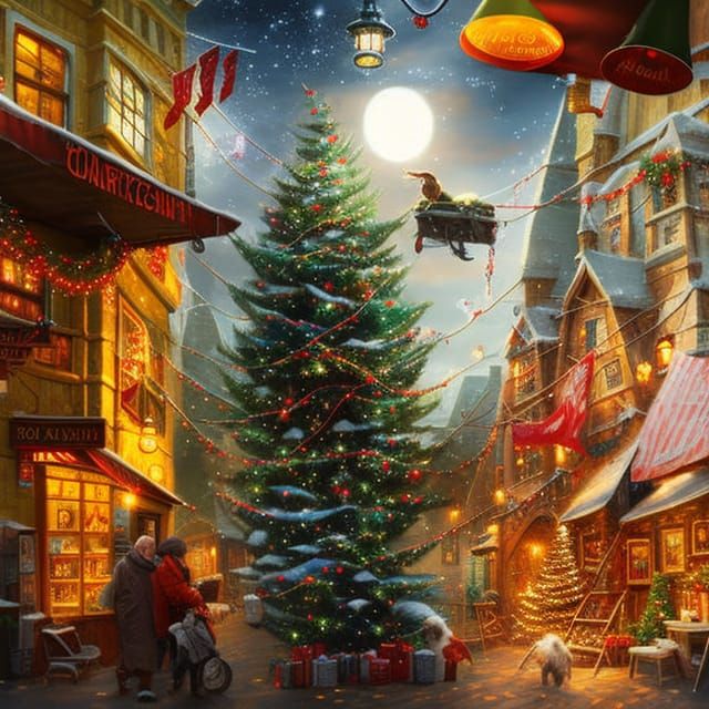 Detailed Christmas Shop Inspired by Fantasy Art