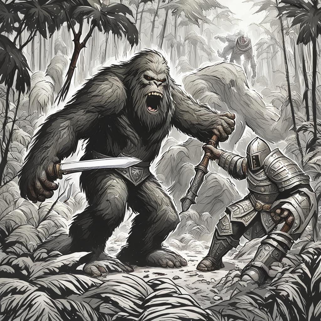 Bigfoot vs Paladin Knight Jungle Battle