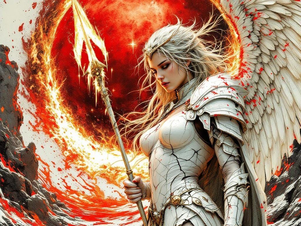 Valkyrie with Broken Spear, Digital Art