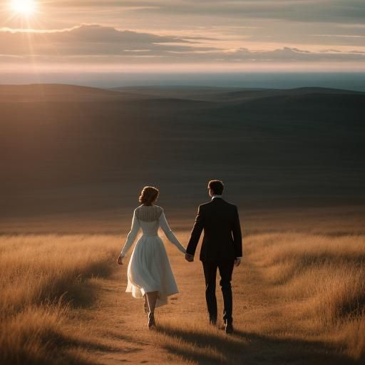 Couple Walking into Sunset: Cinematic Film Still