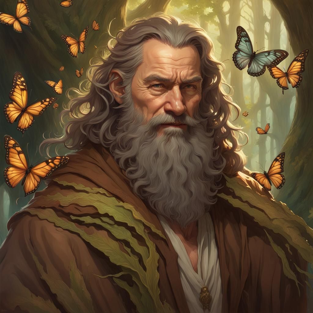 Lord of the Rings Wizard in Forest, Digital Art