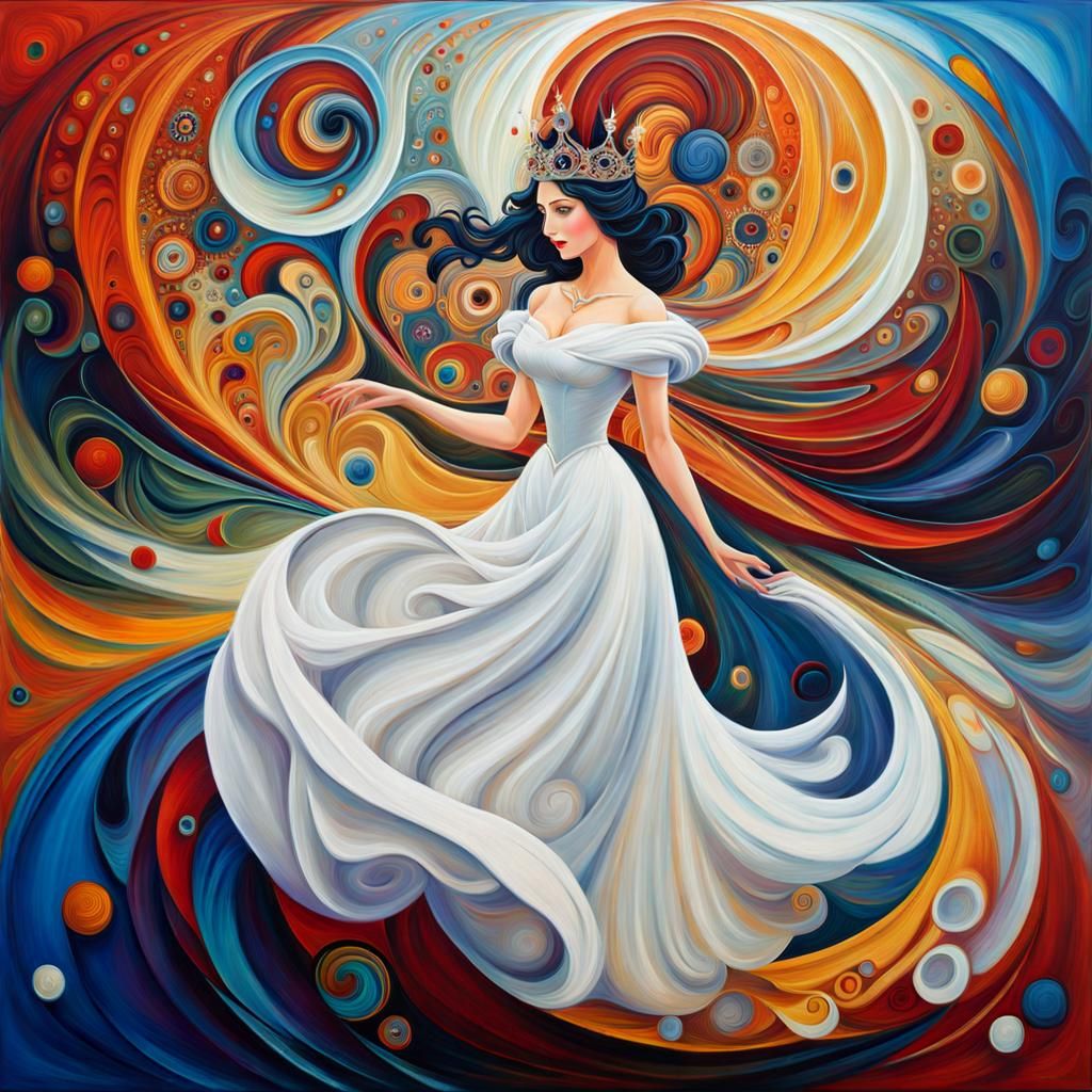 Snow Queen in Abstract Expressionist Oil Painting