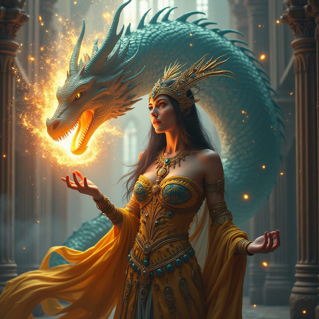 Goddess Minatci Enchants with Majestic Dragon in Aachen City...