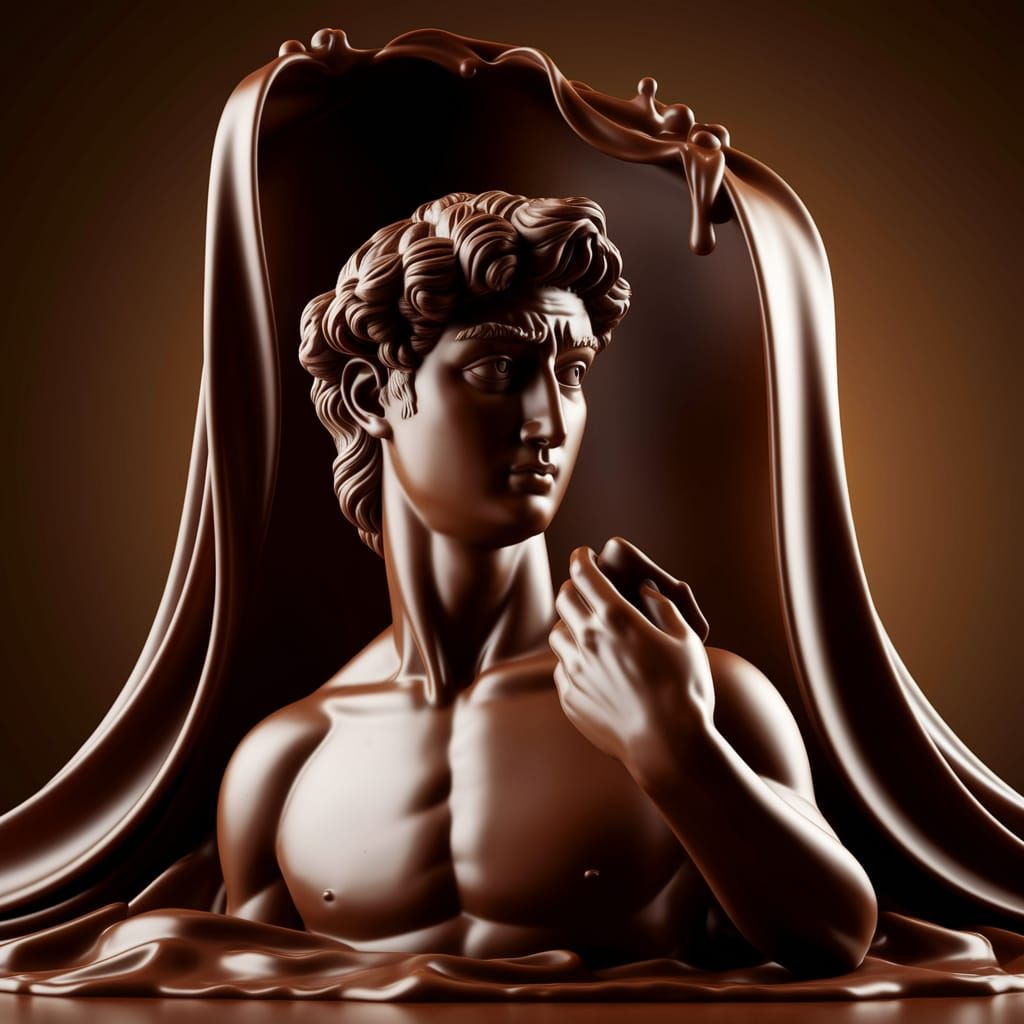 Chocolate Michelangelo's David Sculpture in Studio