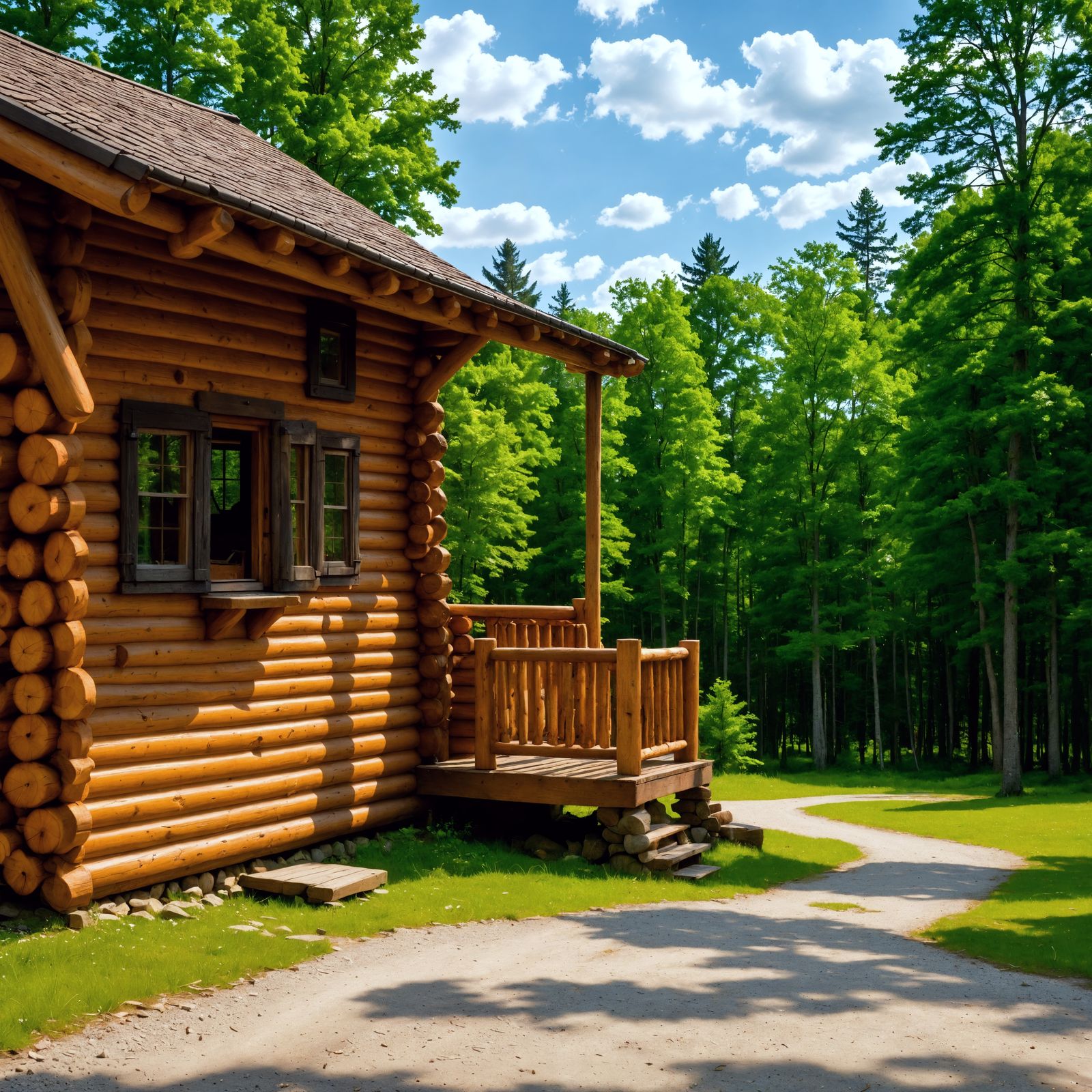 Log Cabin in Woods: Hyperrealistic HDR Photography