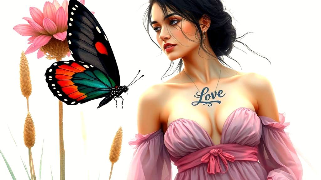 Woman and Butterfly in Dreamlike Hyperrealism