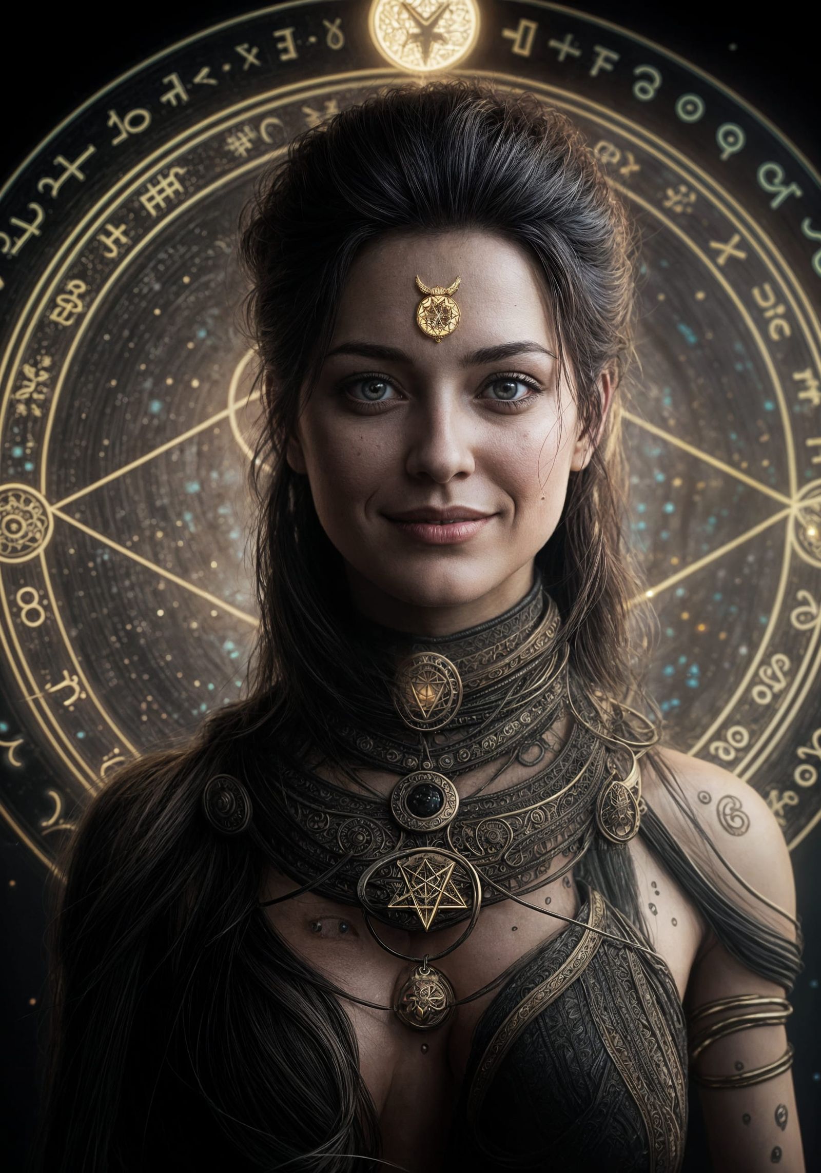 Enigmatic Woman Portrait in Hyperrealistic Style