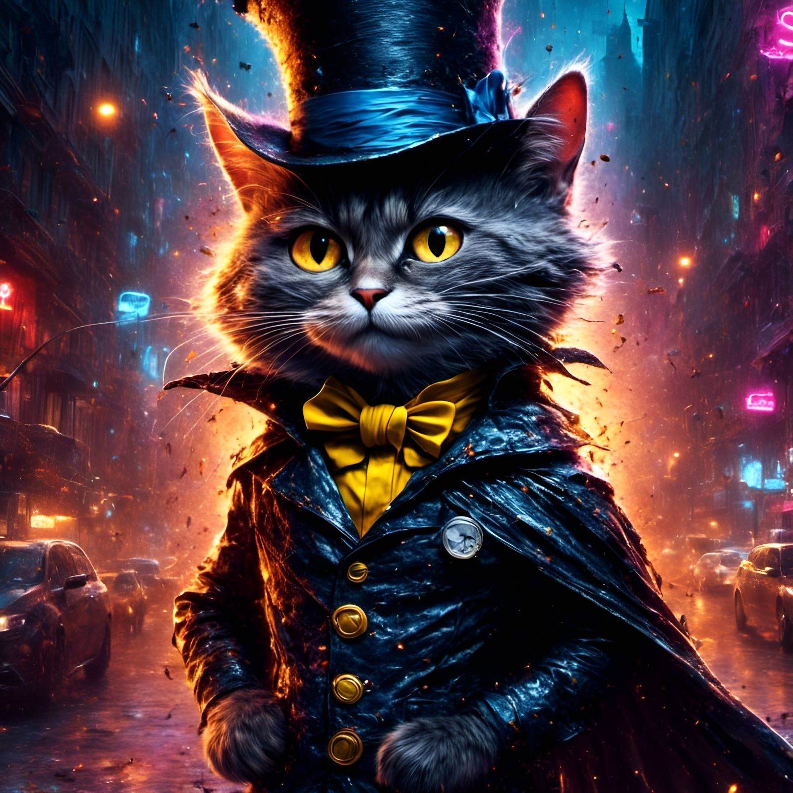 Cat in the Hat as Batman, Digital Art