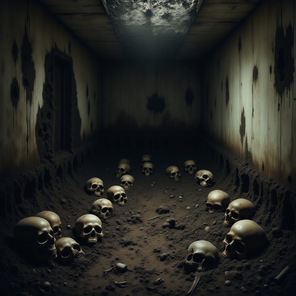 Grim Excavation: Bones and Skulls Under Old House