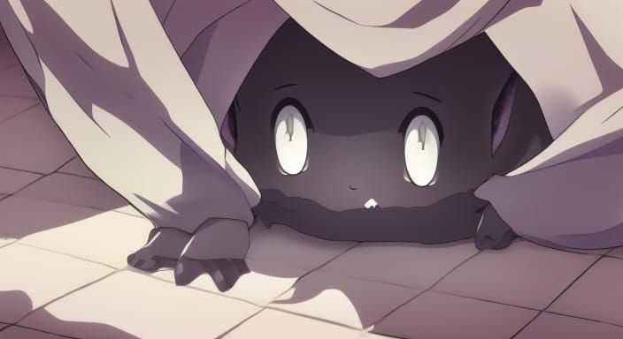 Adorable Shadow Monster Hiding Under Tablecloth