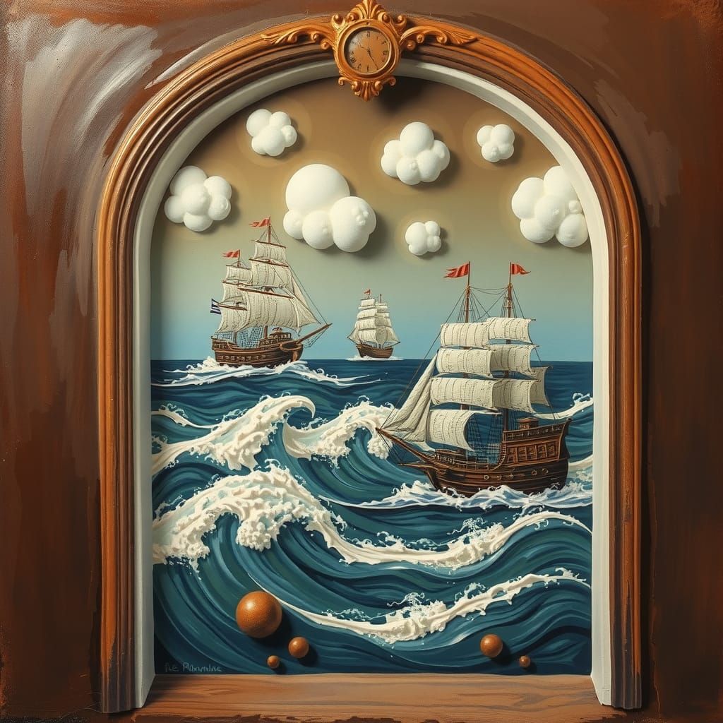 Chocolate Pirate Ships in Dreamy Surrealist Landscape