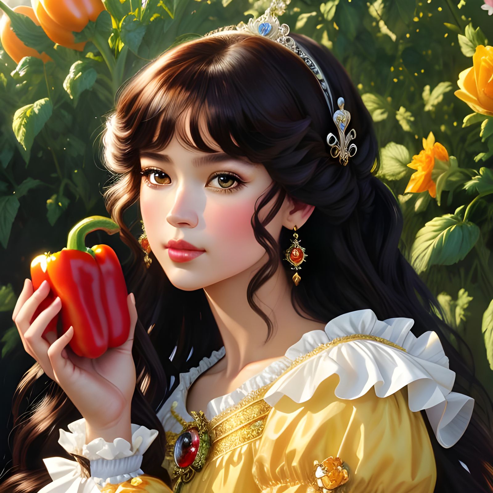 Princess Belle and Bell Pepper in Rococo Style