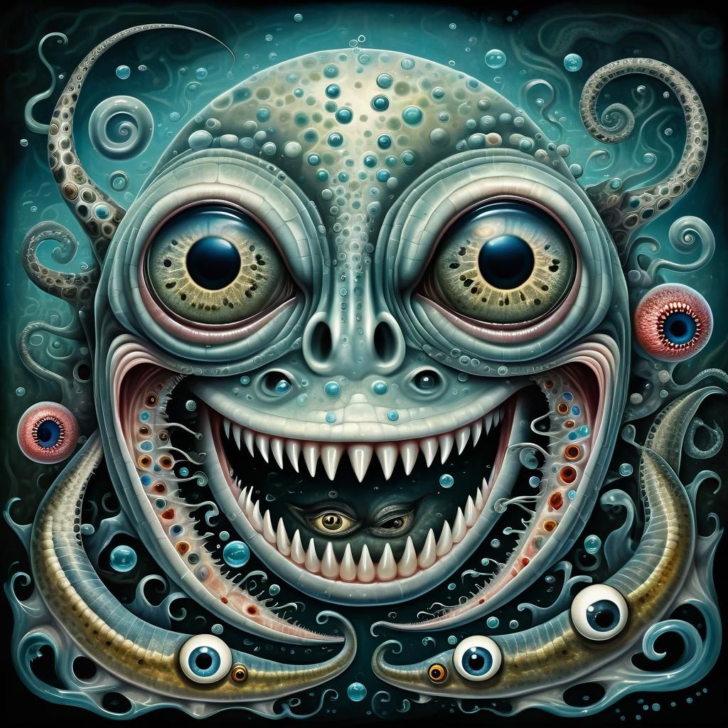 Surreal Monstrous Eel Digital Painting