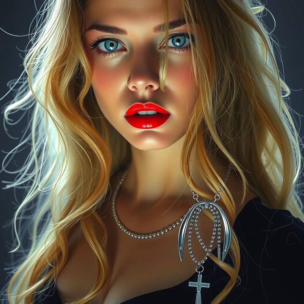 Elegant Woman with Supernatural Aura in High-Fashion Photogr...