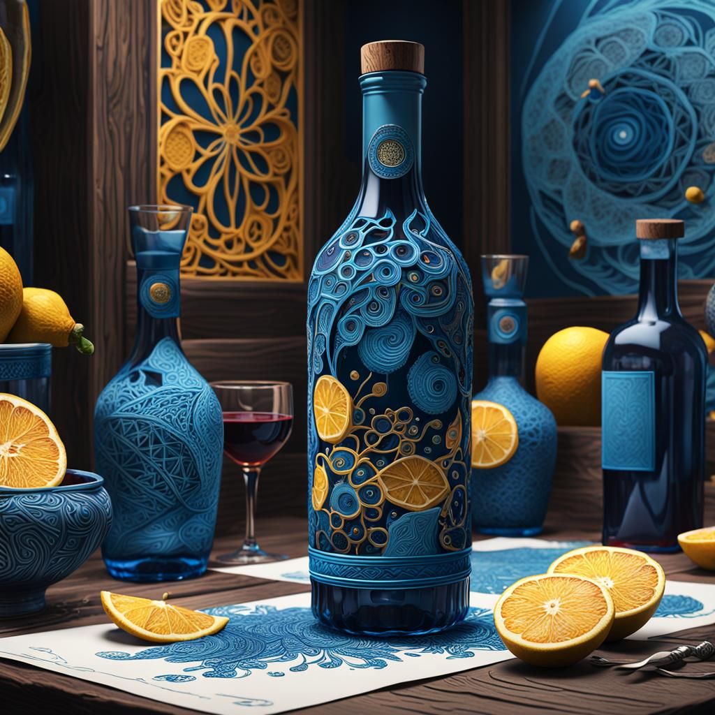 Fantastical Filigree Design in Deep Blues and Golds