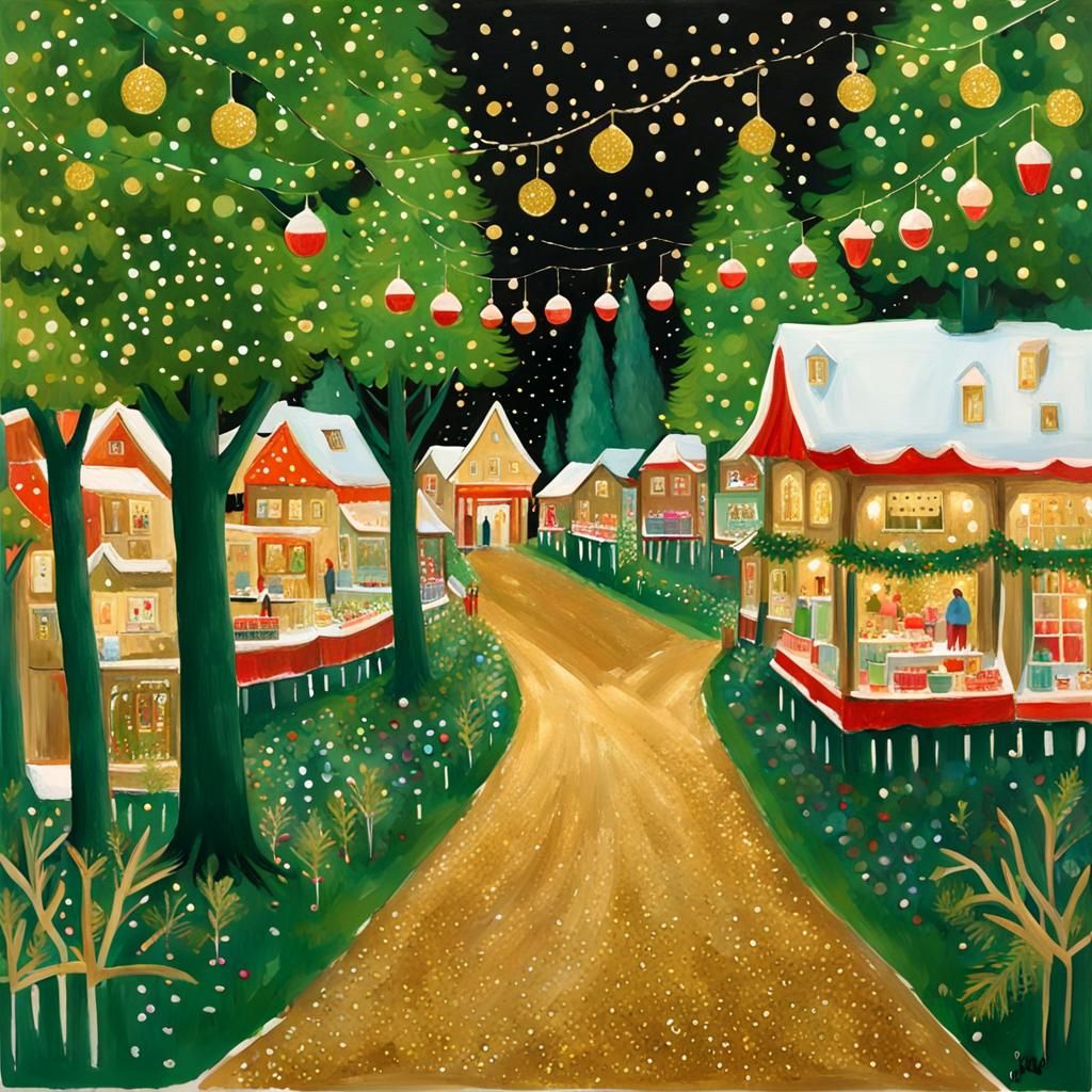 Glittering Christmas Market in Gouache Garden