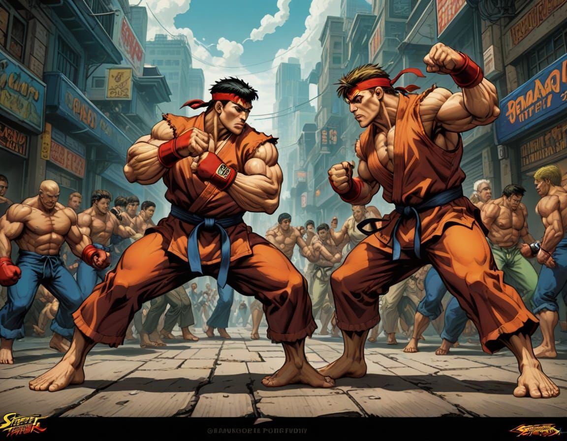 Street Fighter Characters in Comic Book Art Style