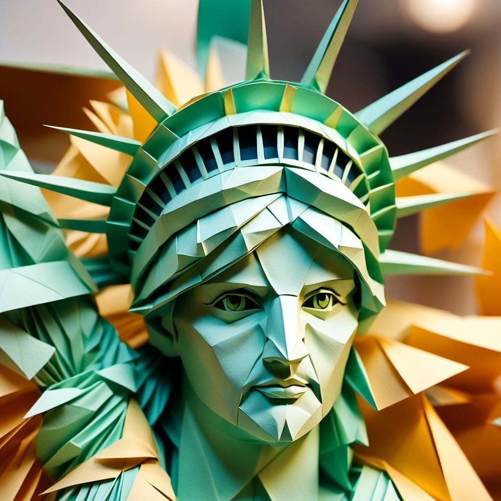 Papercraft Statue of Liberty Sculpture in Stationery Store