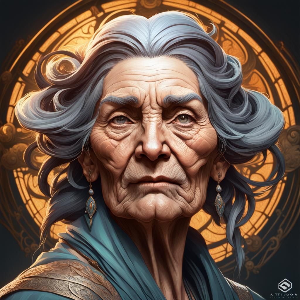 Detailed Portrait of a Hysterical 90-Year-Old Woman