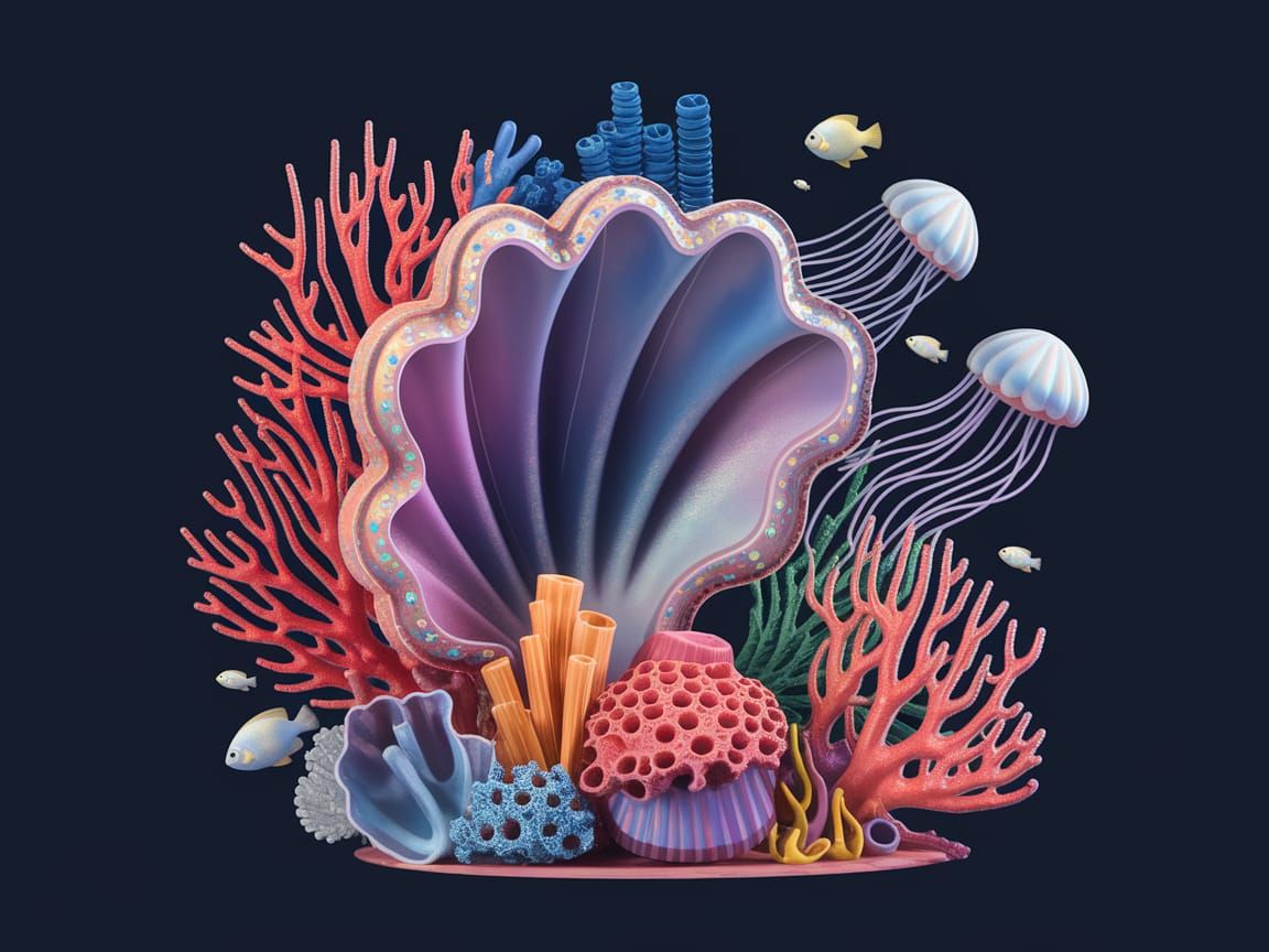 Opalescent Underwater Scene in Impasto Style