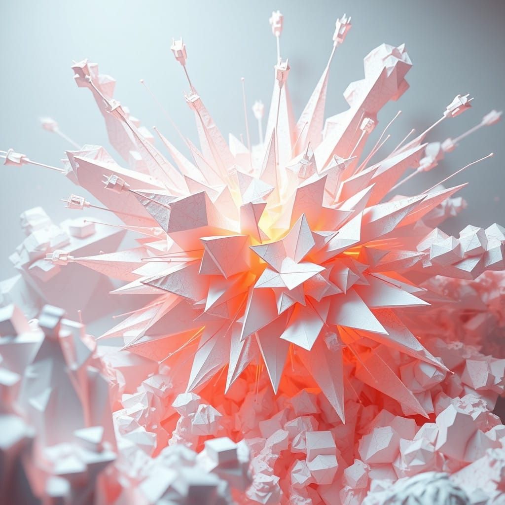 Futuristic Explosion in Whimsical Origami Style
