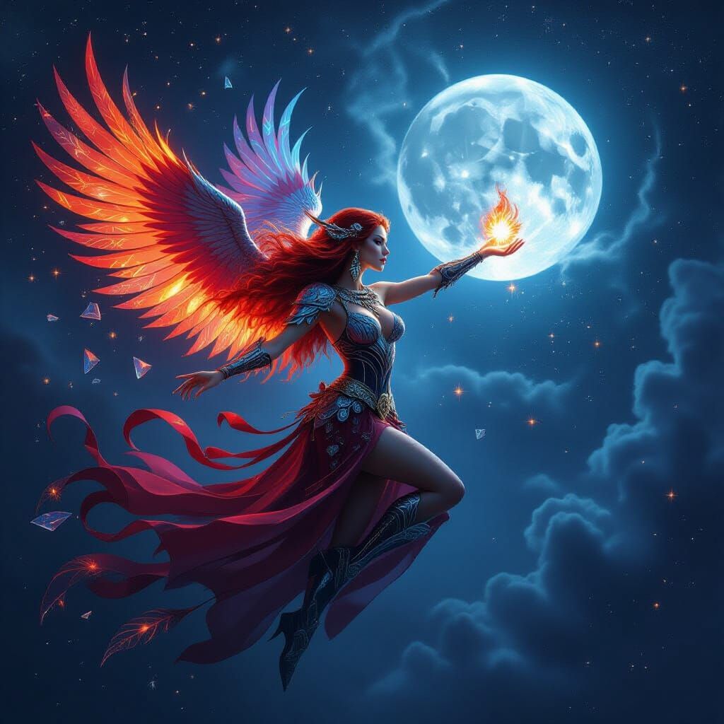 Native Warrior Princess in Cosmic Nebula