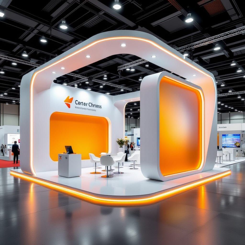 Sleek Modern Exhibition Stand with Integrated LED Screen