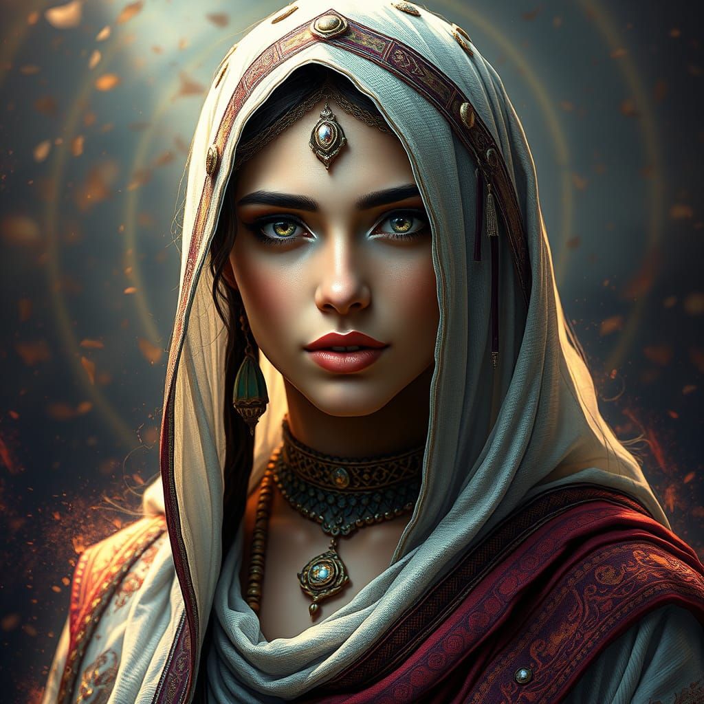 Sensual Portrait of Arabic Woman in Digital Art Style