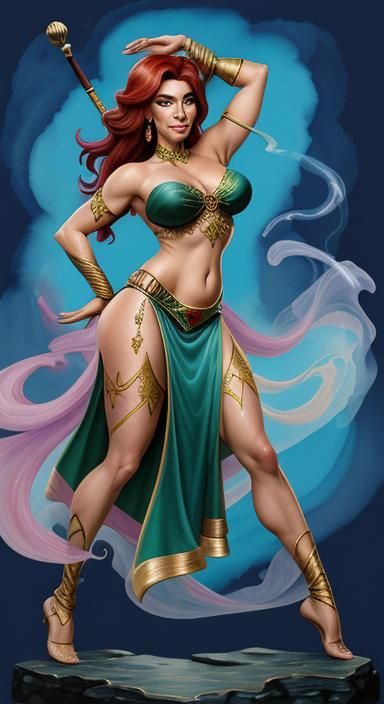 Kim Possible as Genie in Gouache Style