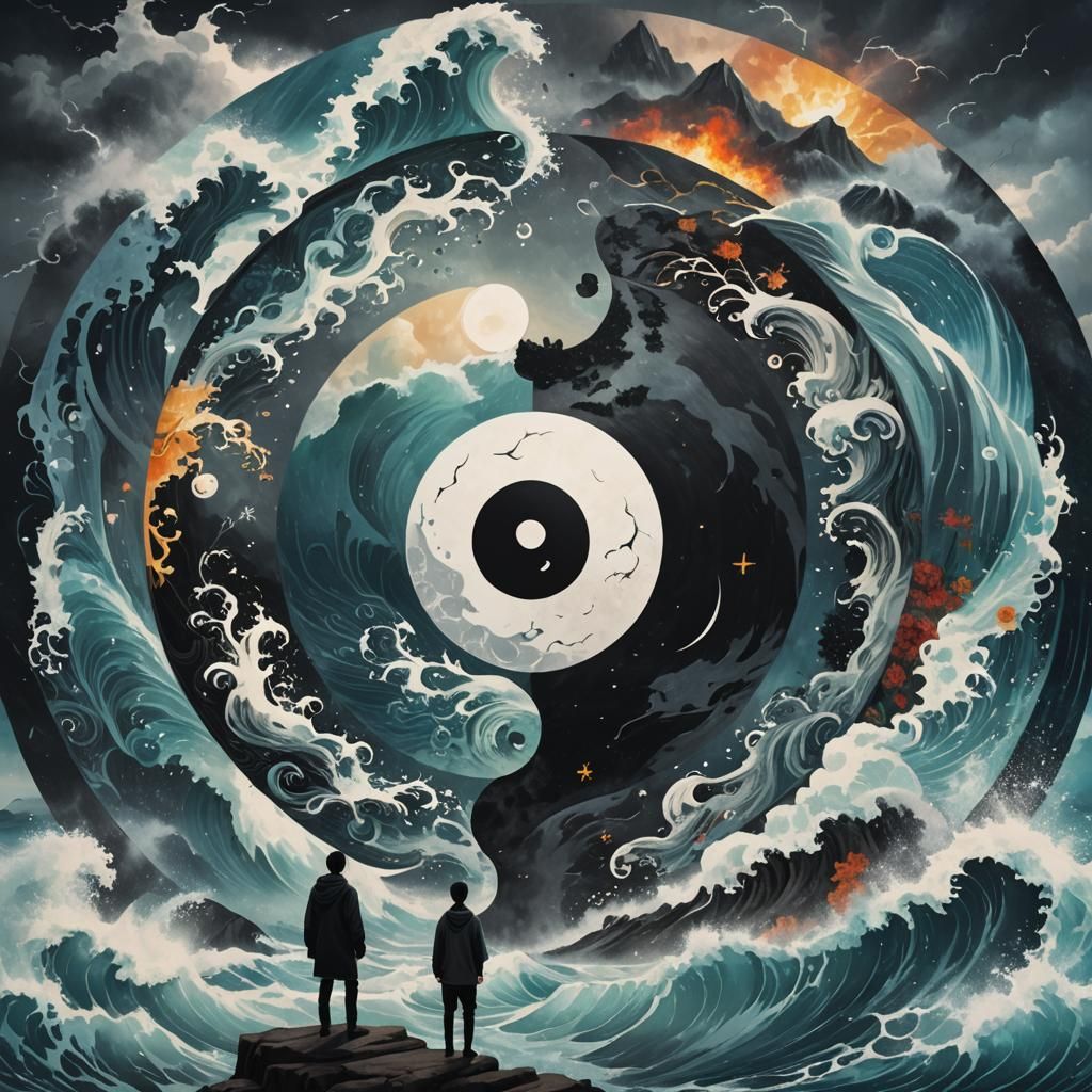 Yin-Yang Symbol with Balancing Light and Dark Experiences
