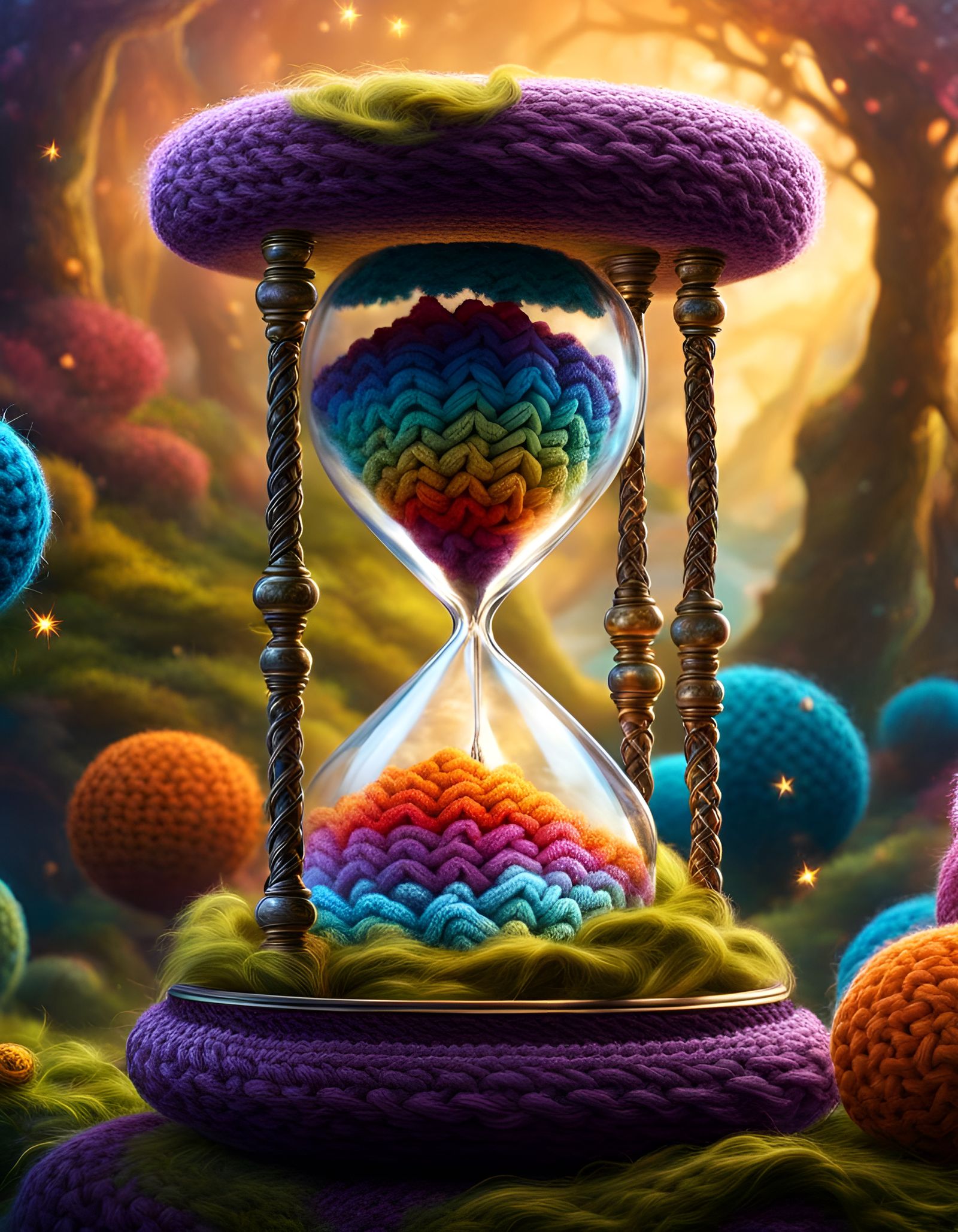 Wooly Crochet Fantasy Hourglass in Digital Art