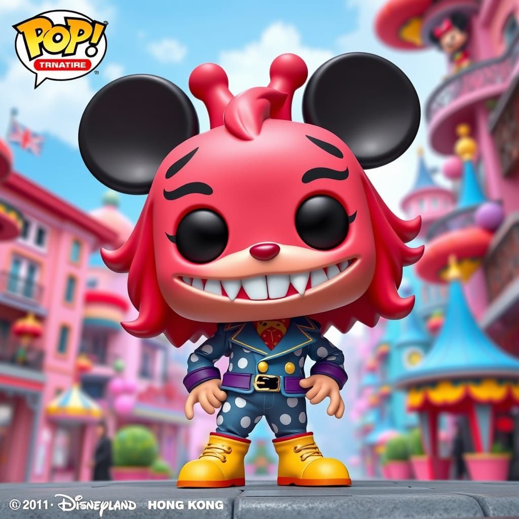 Funko Pop Figure Disney Fashion La Bubu Monster with Disney-style Ears and Toothy Smile in Disneyland Kong Kong