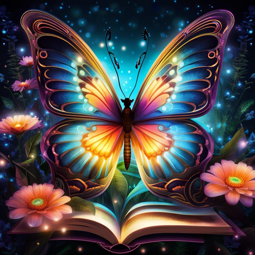 Glowing Butterfly Emerges From Fantasy Garden Book