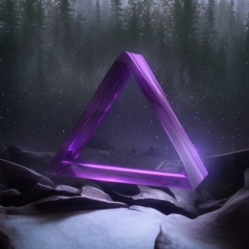 Ethereal Purple Prism in Forest: 3D Render
