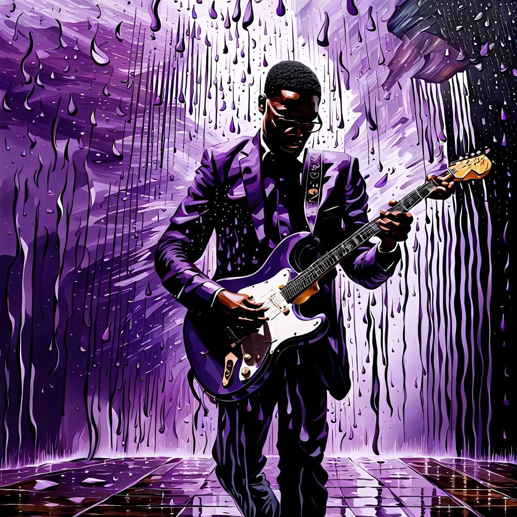 Abstract Purple Rain Forms Musician Image