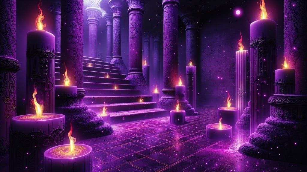 Ethereal Candles in a Gothic Ritual Scene
