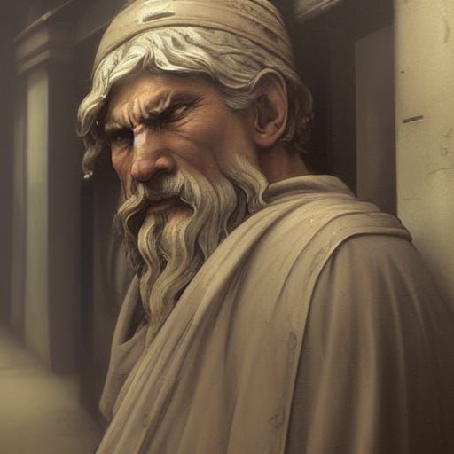 Ancient Roman Man Portrait in Hyperdetailed Style