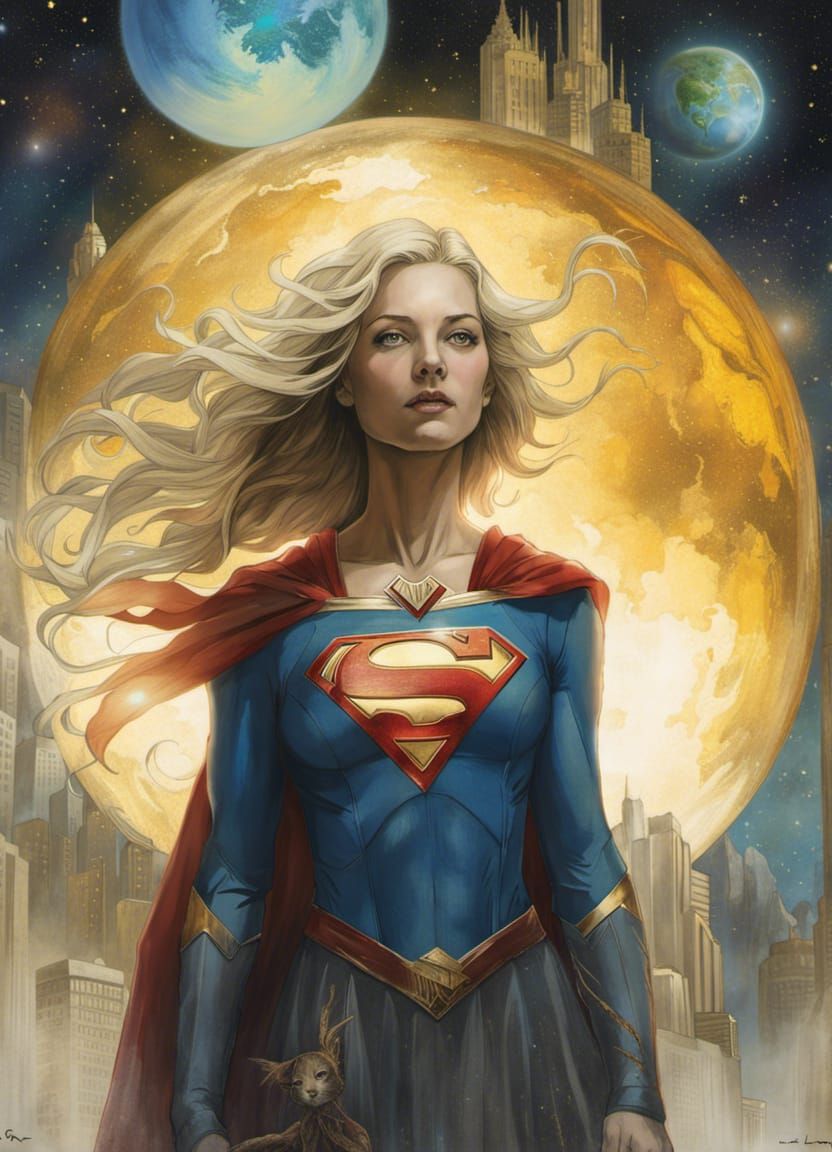 Double Exposure Portrait: Superhero in Space