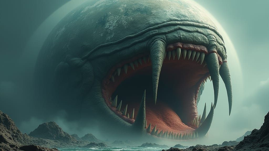 Living Planet with Razor Teeth in Biomechanical Style