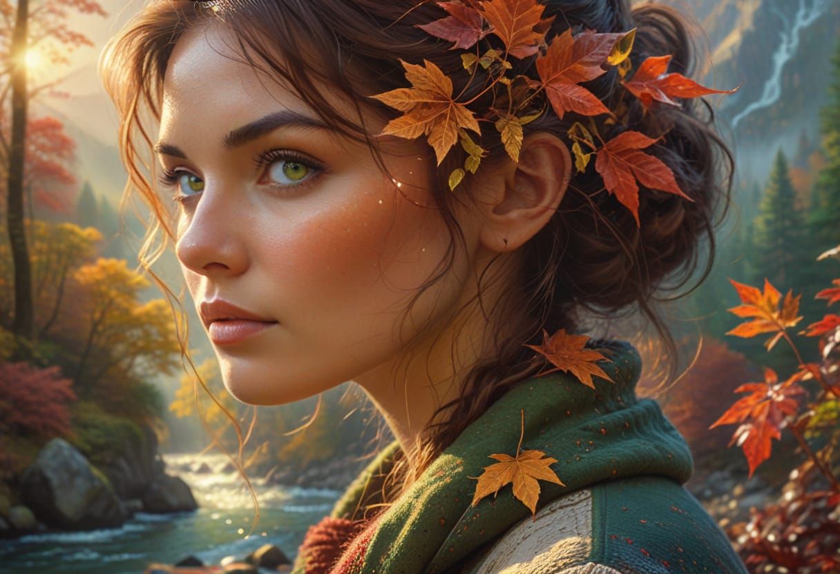 Ethereal Autumn Portrait in Fantasy Landscape
