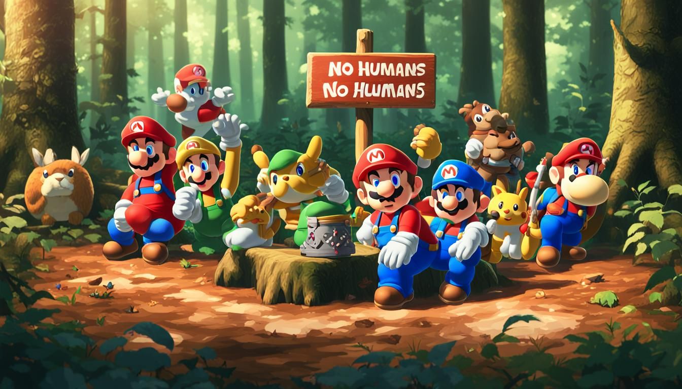 Nintendo Characters' "No Humans Allowed" Forest Protest