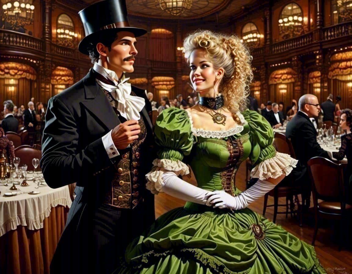 Steampunk Ball Portrait in the Style of Mike Savad