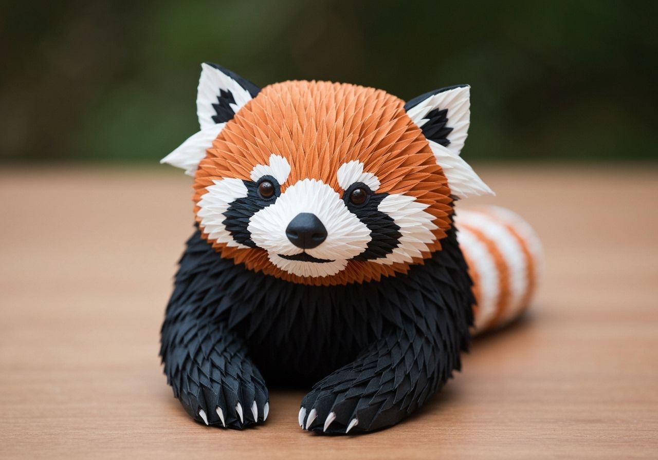 Red Panda Origami Papercraft Close Up
