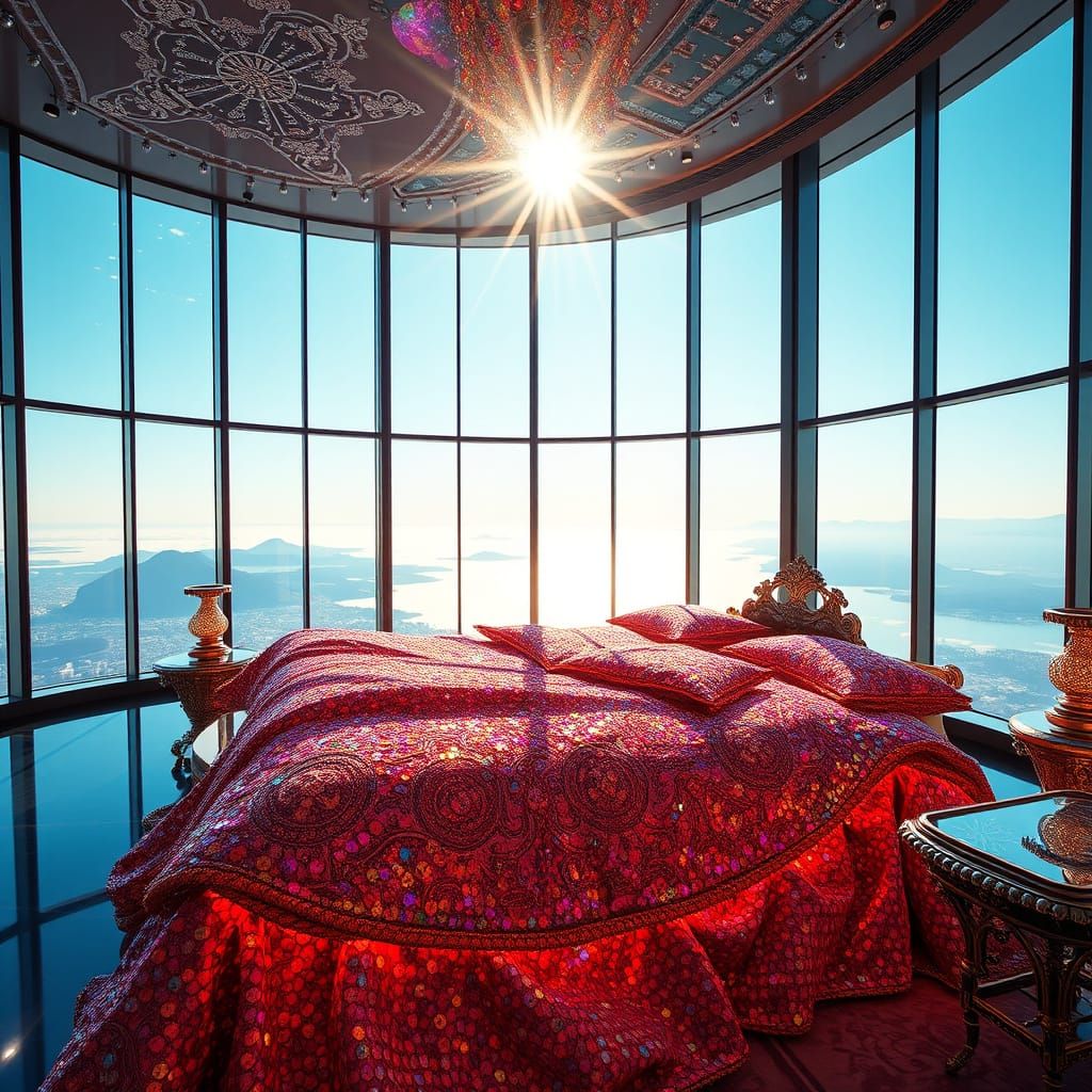 Luxurious Futuristic Penthouse Suite with Panoramic Views