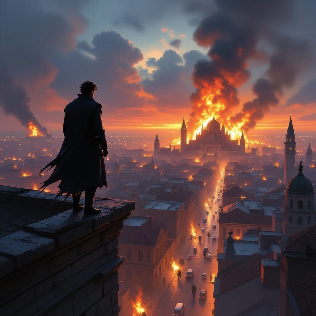 Man Leaps From Burning City Rooftop