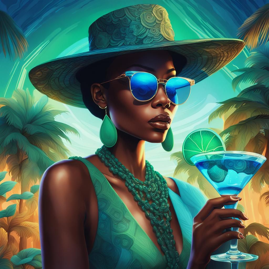 Noir-Inspired Portrait of Woman with Cocktail