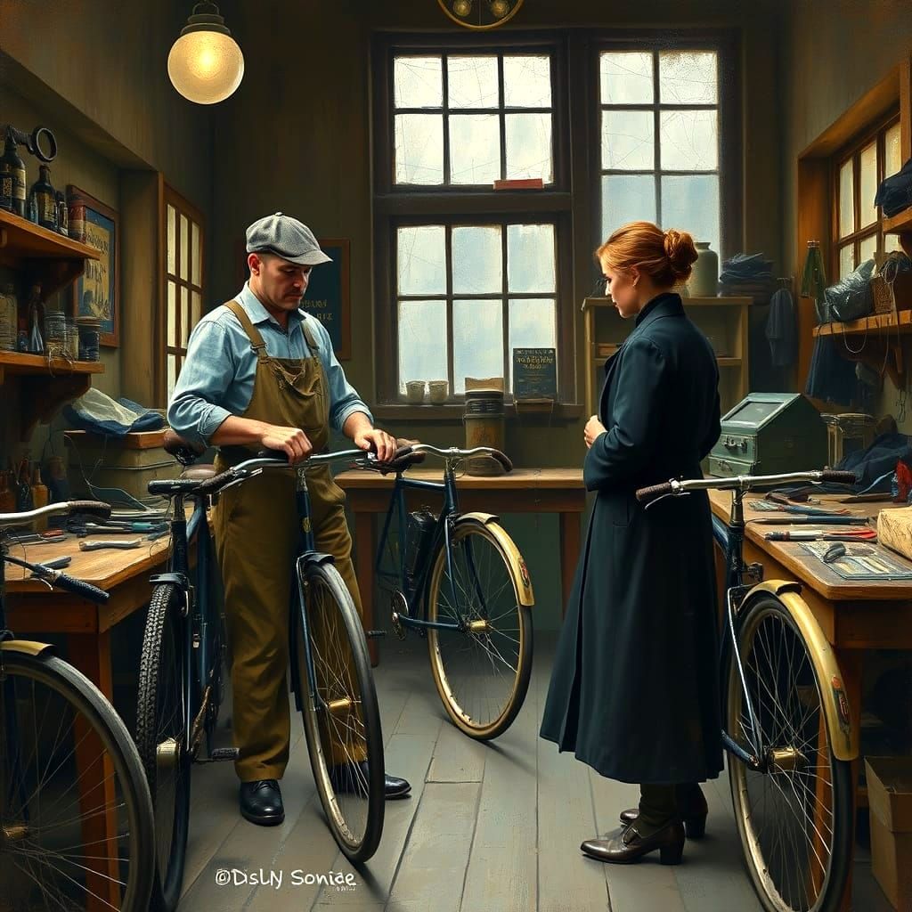 Vintage Bicycle Workshop in London, 1900s