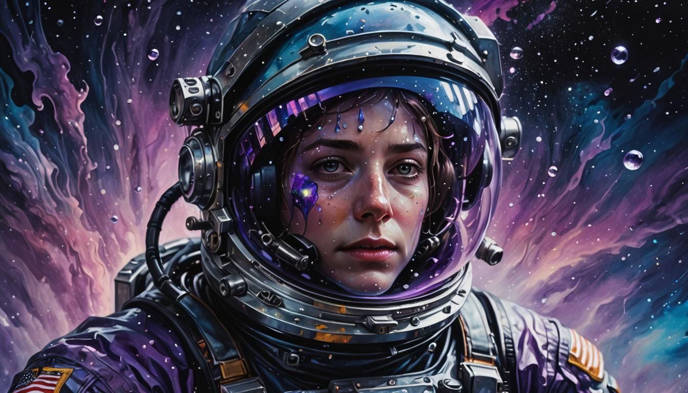 Astronaut Dissolving in Void, Surrealist Painting